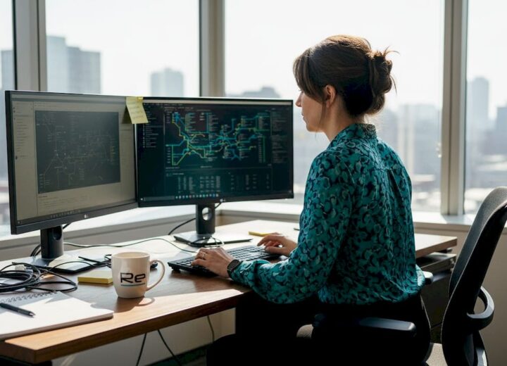 IT manager monitoring secure network architecture