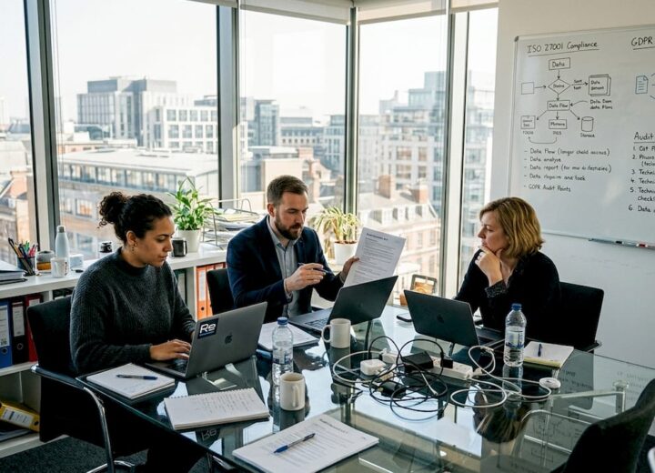 Security team reviewing compliance documents