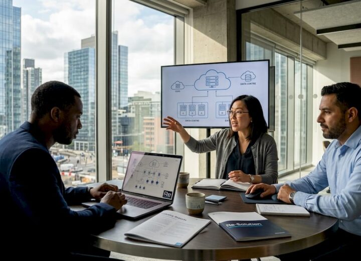 IT team collaborating around conference table