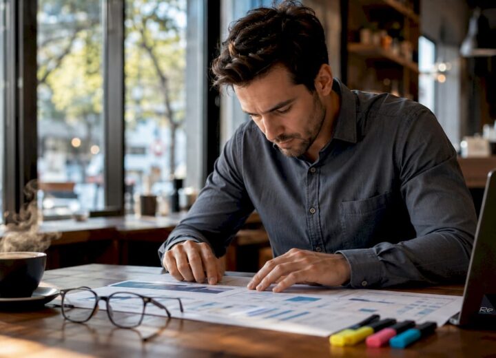 Network capacity planning guide for IT teams - Re-solution Engineer examining network diagrams at desk