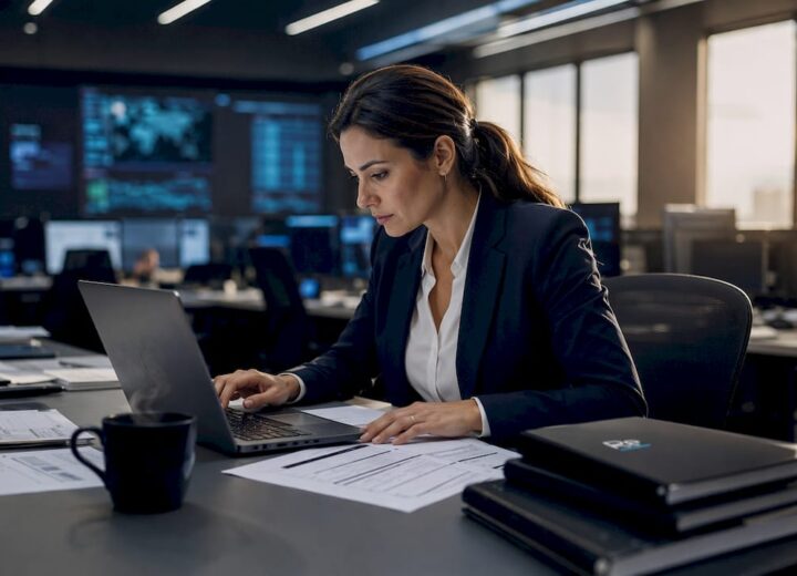 Why prioritise endpoint security: a guide for IT leaders - Re-solution Cybersecurity analyst monitoring endpoint security logs