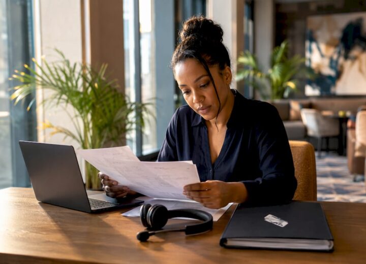 IT manager reviewing hotel network documents
