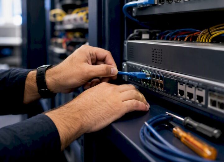 Support for Cisco: quick guide for IT teams - Re-solution Hands connecting network cable to router
