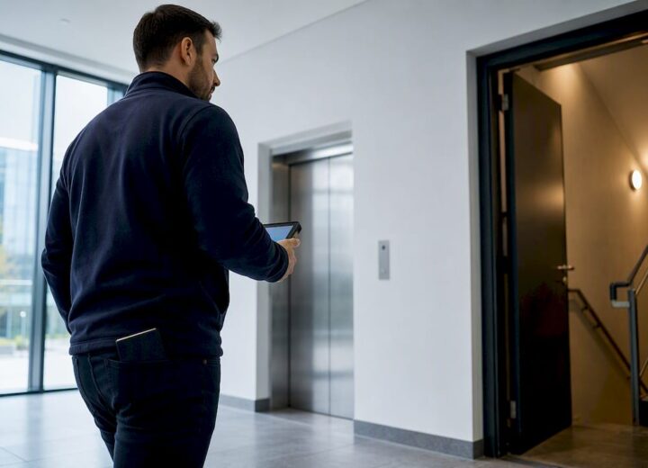 Engineer testing Wi-Fi coverage at cell edge