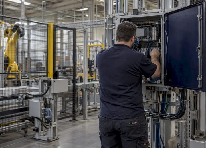 Engineer auditing a factory PLC connection