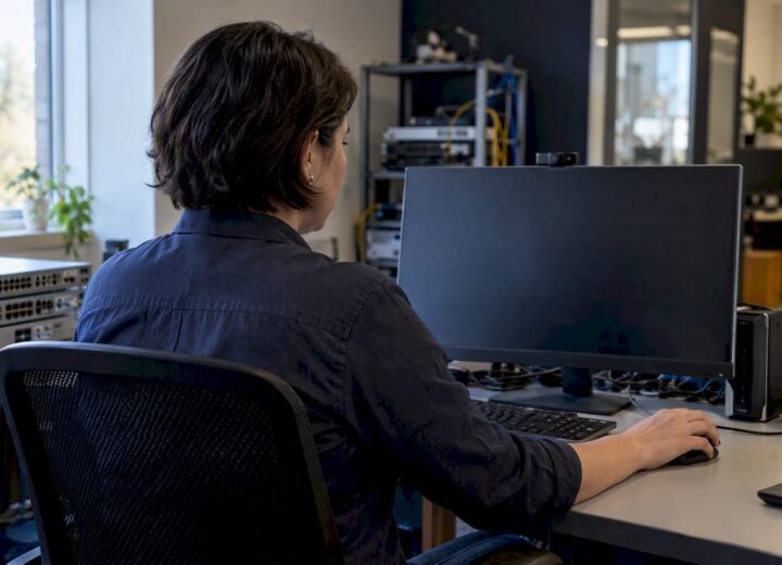 Engineer configuring a Meraki network template