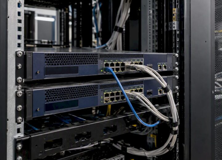 Paired firewall appliances installed in a network rack